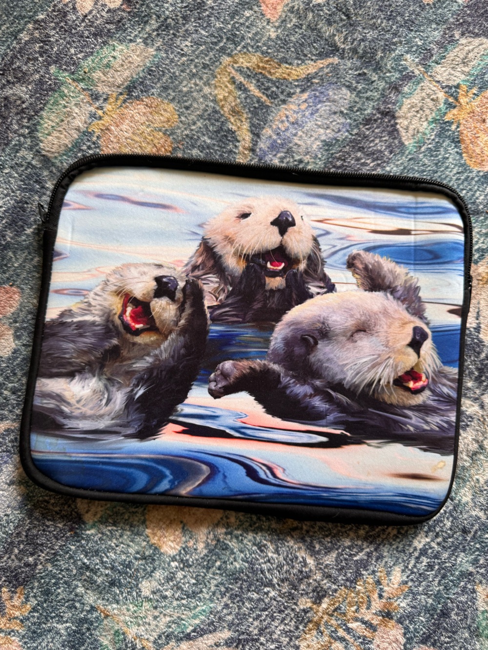 Monterey Bay Aquarium Otter Print Tablet Sleeve Case in Blue